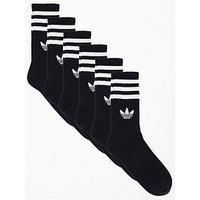 Adidas Originals Unisex 3 Stripe Crew Socks 6 Pack - Black