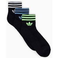 Adidas Originals Men'S 3 Stripe Ankle Socks 3 Pack - Black