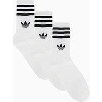 Adidas Originals Unisex 3 Stripe Crew Socks 3 Pack - Off White