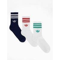 Adidas Originals Men'S 3 Stripe Crew Socks 3 Pack - Multi