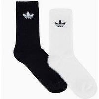 Adidas Originals Women'S Fluffy Crew Socks 2 Pack - Black/White