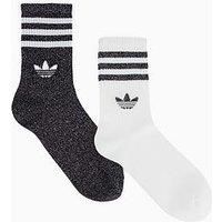 Adidas Originals Women'S 3 Stripe Glitter Crew Socks 2 Pack