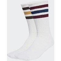 Adidas Originals Unisex 3 Stripe Crew Socks 2 Pack - White