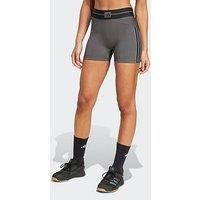 Adidas Womens Training Hyperglam Ribbed Bike Shorts - Grey