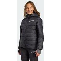 adidas Women/'s Terrex Multi Essentials CLIMAWARM Insulated Hooded Jacket, Black, S