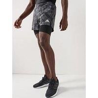 adidas Own The Run Spray Dye Mens Running Shorts Grey 2 In 1 Twin Short Training