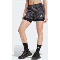 adidas Women/'s Own The Run Spray Dye 2in1 Short, Grey Four/Black, XL