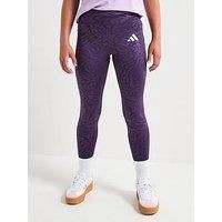 adidas All Sports Optimé Animal Print Leggings, Recycled Polyester, Purple