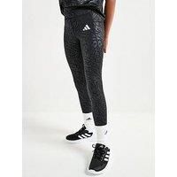 Adidas Girls Junior Training Optime Print Tights - Black
