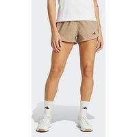 adidas Women/'s Pacer Training 3-Stripes Woven High-Rise Shorts, Chalky Brown/Black, L 5 inch