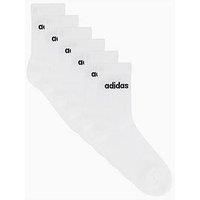 adidas Unisex LINEAR CREW SOCKS CUSHIONED SOCKS 6 PAIR PACK, White/Black, 4.5-6