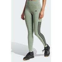 adidas Optime 3-Stripes Full Length Leggings, Recycled Polyester, Brown