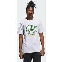 adidas Varsity Crest Graphic T-Shirt, Cotton, Grey