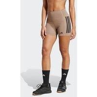 Adidas Womens Training Optime 3 Stripe 5Inch Bike Shorts - Brown