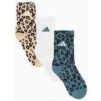 adidas Leopard Print Sock 3 Pair Pack, Cotton, Multicolour