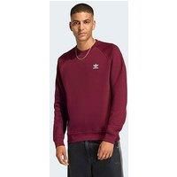 Adidas Originals Men'S Trefoil Essentials Crew Sweat - Red - Dark Red