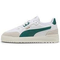 PUMA Unisex Shuffle Downtown OG Sneaker, White-Wild Green-Vapor Gray, 10 UK