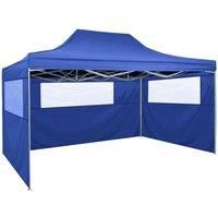 Professional Folding Party Tent with 3 Sidewalls 3x4 m Steel Blue