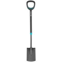 GARDENA ErgoLine Small Spade: Garden spade of high-quality steel for turning over and removing soil, with foot rest and ergonomic D handle (17011-20)