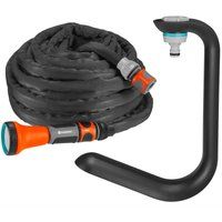 Gardena Liano 15 m textile hose set and TapFix hose holder: Flexible and lightweight garden hose, strong textile fabric, installed without screws, UV and frost-resistant (18595-20)