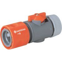 GARDENA Hose Connector with Control Valve: Connection piece to change accessories, especially with high water pressure, control and block water flow, used at the end of the hose, packaged (2942-20)
