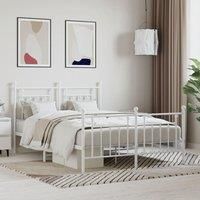 Metal Bed Frame with Headboard and Footboard White 150x200 cm King Size
