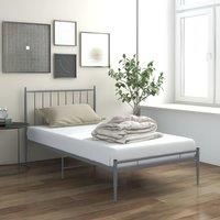 Bed Frame Grey Metal 100x200 cm