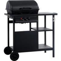 Gas BBQ Grill with 3-layer Side Table Black