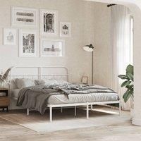 Metal Bed Frame without Mattress with Headboard White 150x200cm