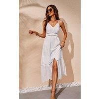 Lace Embroidery Anglaise Maxi Dress In White