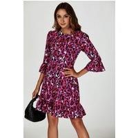 FS Collection Women's Leopard Print Mini Dress In Pink | Size: XS