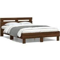 Bed Frame without Mattress Brown Oak 135x190 cm Double