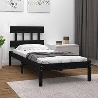 Bed Frame Black Solid Wood 100x200 cm