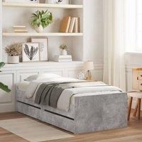Bed Frame without Mattress Concrete Grey 75x190 cm Small Single Small Single