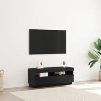 TV Stand with LED Lights - Black Oak, 100x35x40 cm, Made of Engineered Wood