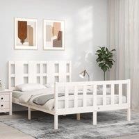 Bed Frame with Headboard White 120x200 cm Solid Wood