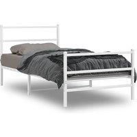 Metal Bed Frame without Mattress with FootboardWhite 107x203cm