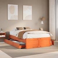 Bed Frame without Mattress with Drawers Wax Brown 120x190 cm Small Double Solid Wood Pine