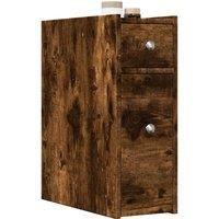Narrow Bathroom Cupboard with Wheels Smoked Oak Engineered Wood