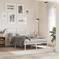 Metal Bed Frame without Mattress with Headboard White 120x190cm