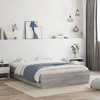 Bed Frame with Drawers without Mattress Grey Sonoma 120x190 cm Small Double