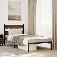 Bed Frame without Mattress with Headboard Brown Oak 100x190 cm