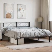 Metal Bed Frame with Headboard Black 120x190 cm Small Double