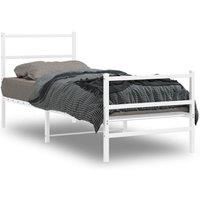Metal Bed Frame without Mattress with FootboardWhite 80x200cm