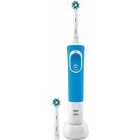 Oral-B Vitality Plus CrossAction Electric Rechargeable Toothbrush, 1 Blue Handle, 2 Brush Heads, UK 2 Pin Plug
