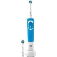 Oral-B Vitality Plus CrossAction Electric Rechargeable Toothbrush, 1 Blue Handle, 2 Brush Heads, UK 2 Pin Plug