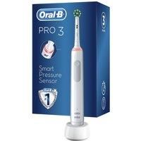 Oral-B Pro 3 3000 Electric Rechargeable Toothbrush Powered by Braun, 1 Handle, 2 Modes: Daily Clean and Sensitive, Pressure Sensor, 2 Toothbrush Heads, 2 Pin UK Plug, Colour May vary