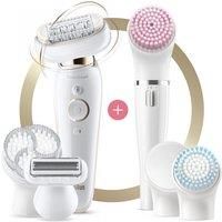 Braun Silk-épil 9 Flex 9-100 Beauty Set Epilator with Flexible Head Anti-Slip Grip and Pressure Control for Effortless Hair Removal FaceSpa with Exfoliation Brushes and Make-up Sponge, 2 Pin Plug