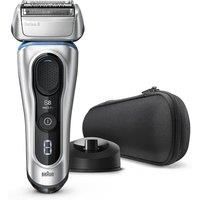 Braun Series 8 8350s Next Generation Electric Shaver with Charging Stand and Fabric Travel Case Wet and Dry Foil Shaver 100 Percent Waterproof Rechargeable and Cordless Razor Silver, 2 pin plug