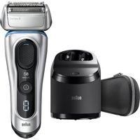 Braun Series 8 8390cc Next Generation Electric Shaver Rechargeable and Cordless Razor Clean and Charge Station with Fabric Travel Case Wet and Dry Foil Shaver 100 Percent Waterproof Silver, 2 pin plug